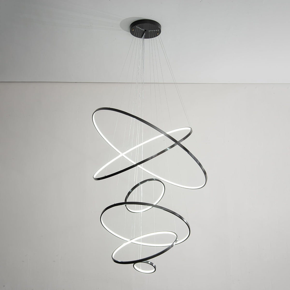 Orrery Rings Chandelier — Modern Brass LED Pendant Light
