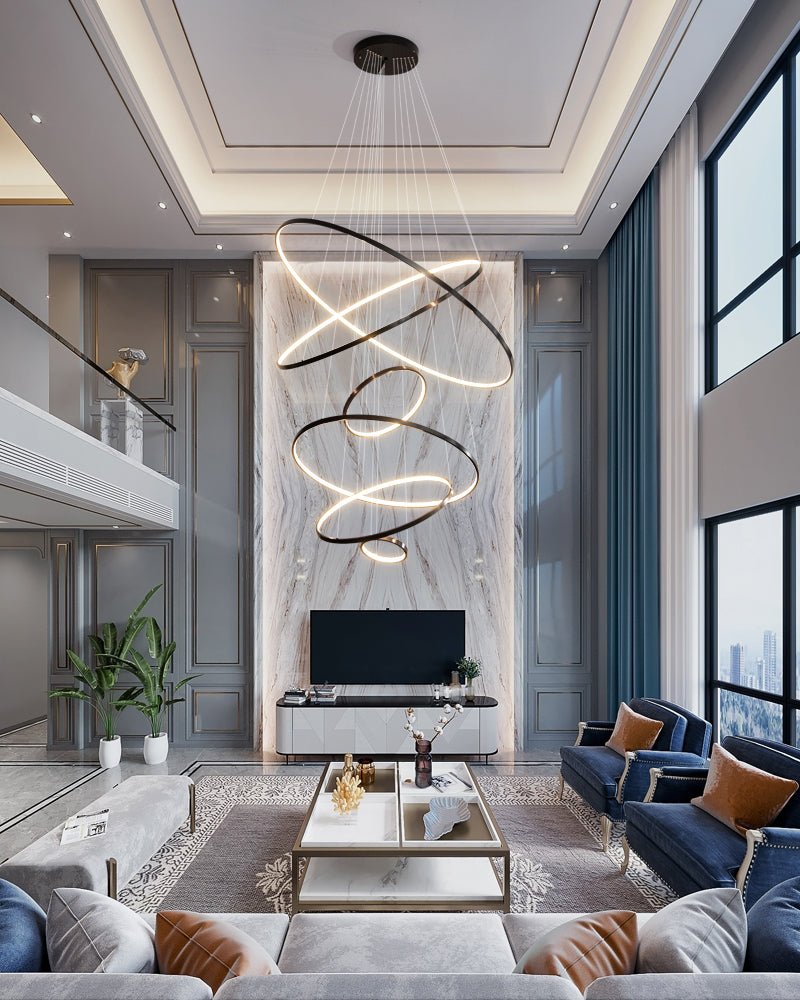 Orrery Rings Chandelier — Modern Brass LED Pendant Light