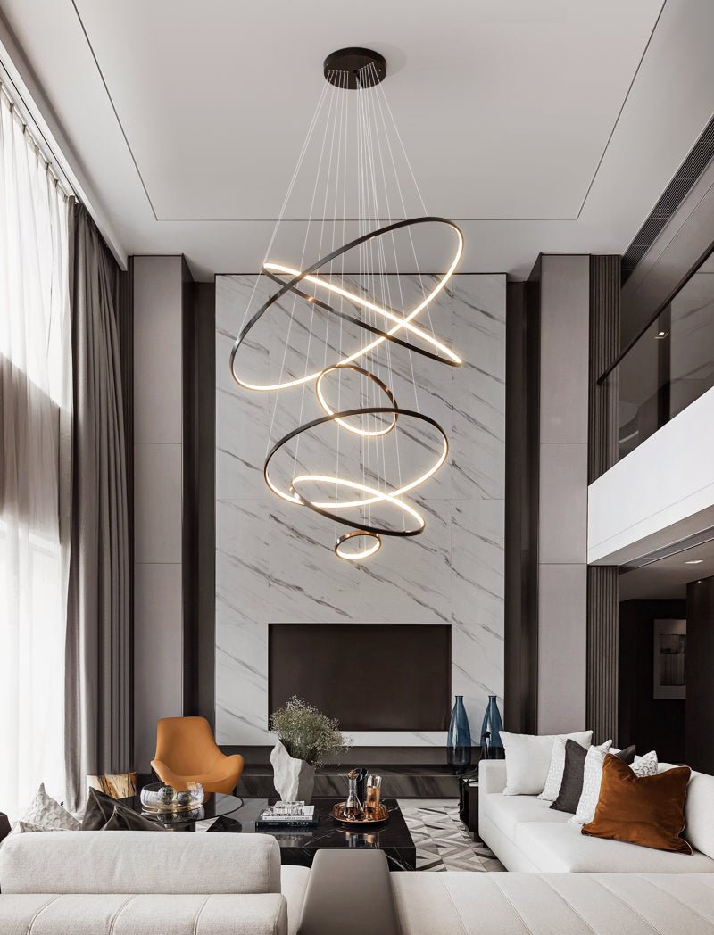 Orrery Rings Chandelier — Modern Brass LED Pendant Light