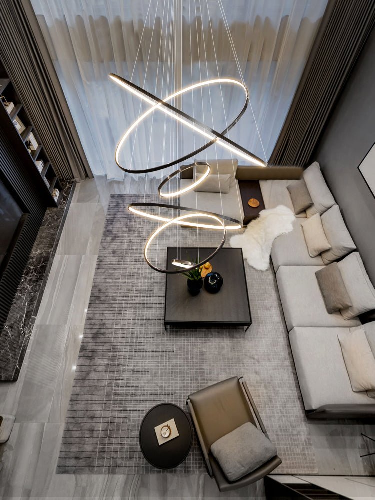 Orrery Rings Chandelier — Modern Brass LED Pendant Light