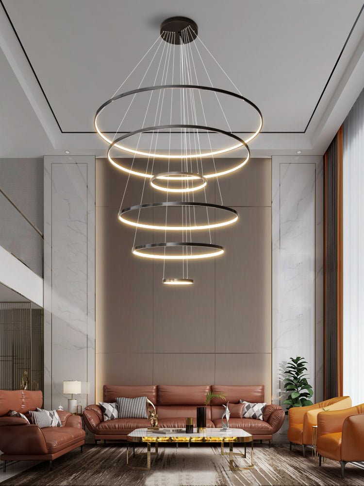 Orrery Rings Chandelier — Modern Brass LED Pendant Light