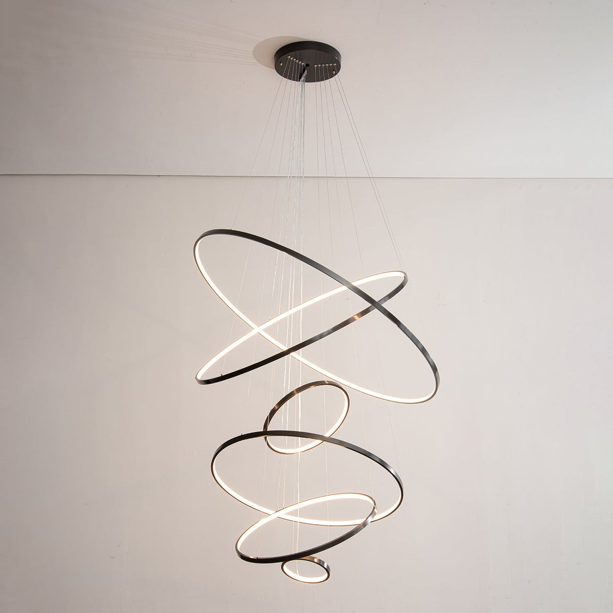 Orrery Rings Chandelier — Modern Brass LED Pendant Light