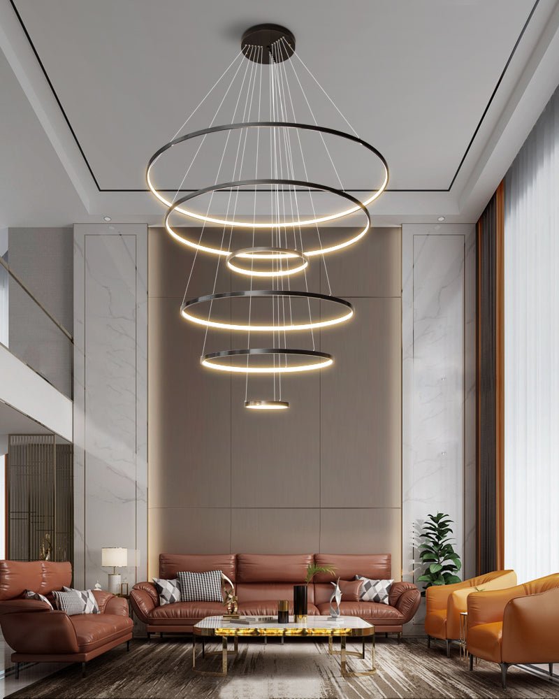 Orrery Rings Chandelier — Modern Brass LED Pendant Light