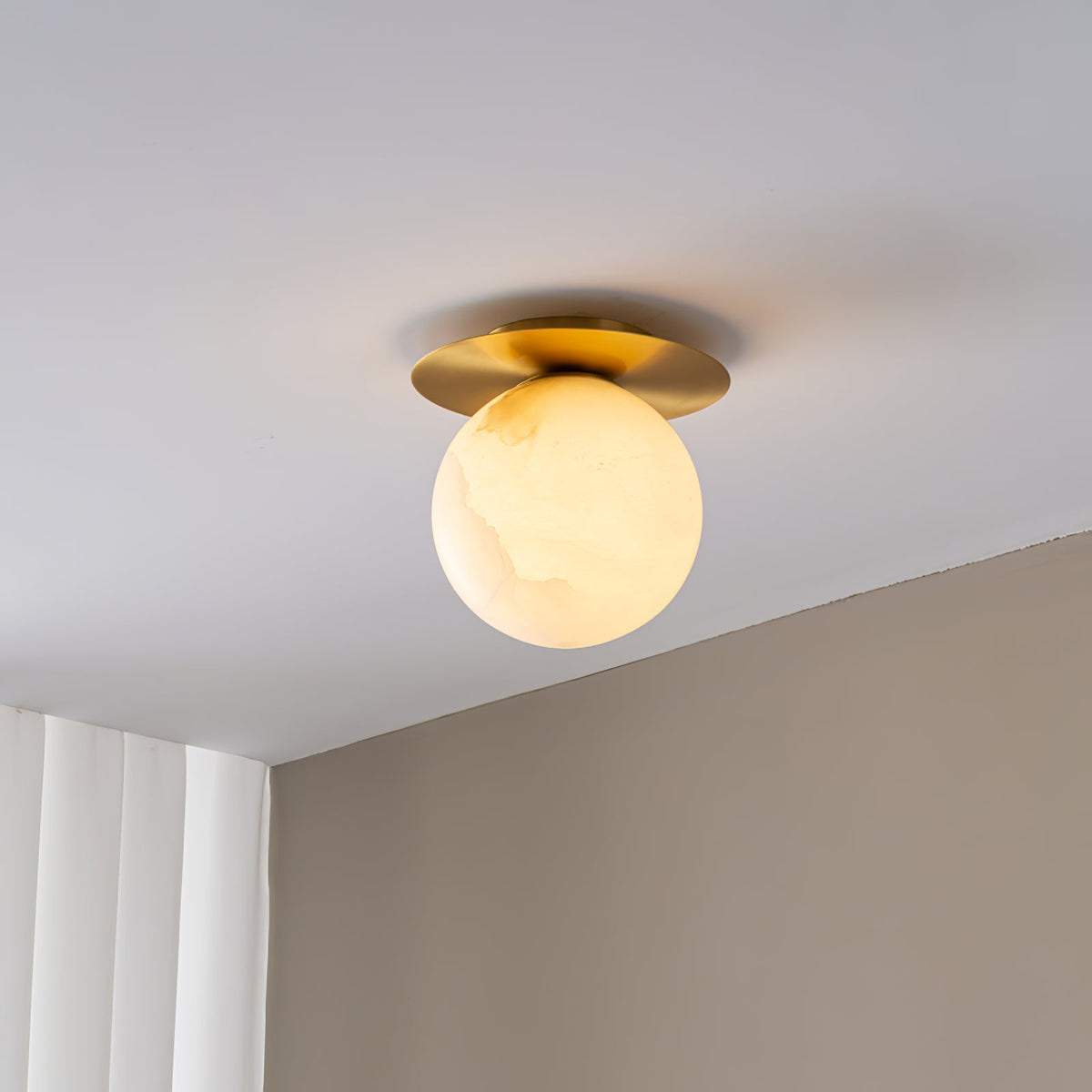 Orrila Dawn Alabaster Wall Sconce in Brushed Brass | Modern Minimalist Lighting
