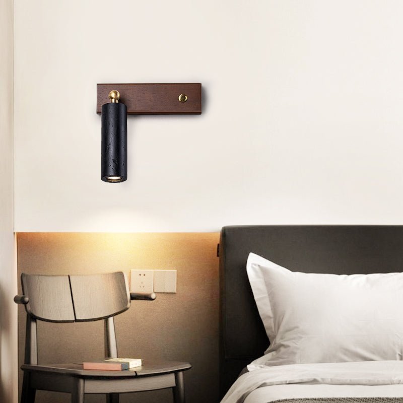 Orrin Travertine Wall Sconce with Walnut Base – Modern Stone Lighting