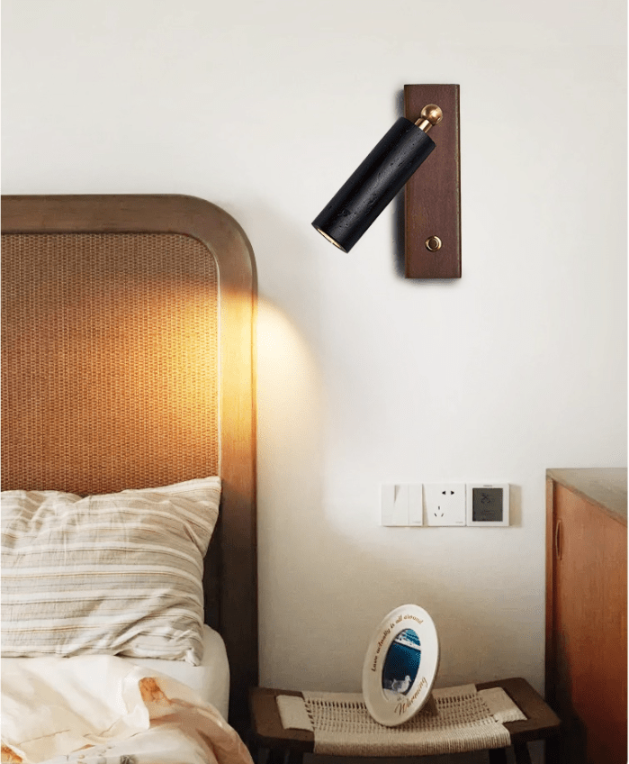Orrin Travertine Wall Sconce with Walnut Base – Modern Stone Lighting