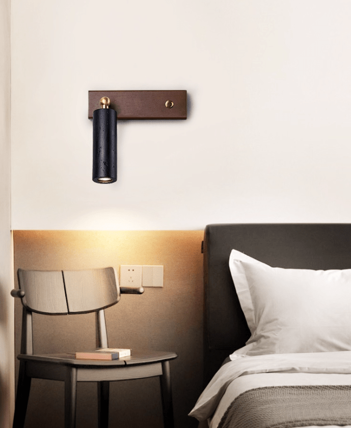Orrin Travertine Wall Sconce with Walnut Base – Modern Stone Lighting