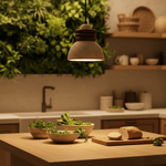 Orryn Halo Travertine Pendant Light with Walnut Accents