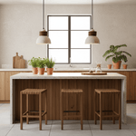 Orryn Halo Travertine Pendant Light with Walnut Accents