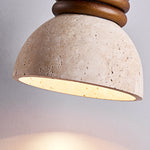 Orryn Halo Travertine Pendant Light with Walnut Accents