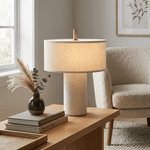 Orvane Minimalist Table Lamp with Marble Base and Fabric Shade