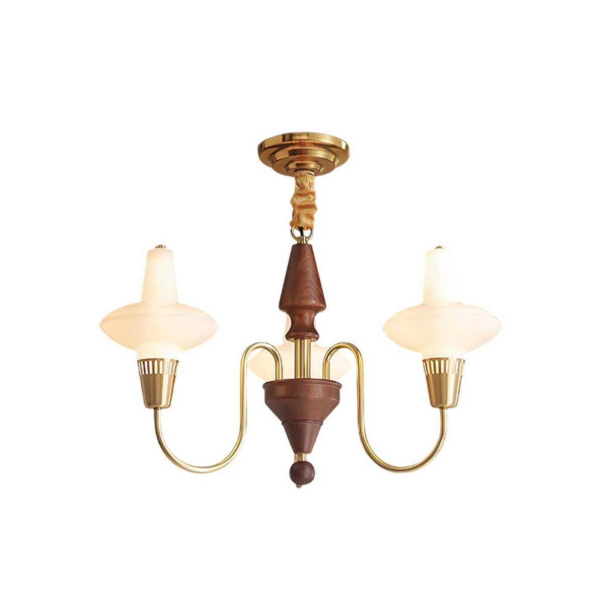 Orvanna Modern Wood and Glass Chandelier with Gold Accents