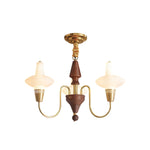 Orvanna Modern Wood and Glass Chandelier with Gold Accents