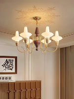 Orvanna Modern Wood and Glass Chandelier with Gold Accents