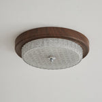 Orvella Walnut Wood Grain LED Flush Mount Ceiling Light