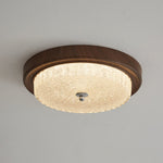 Orvella Walnut Wood Grain LED Flush Mount Ceiling Light