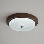 Orvella Walnut Wood Grain LED Flush Mount Ceiling Light