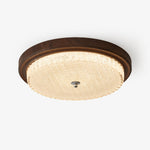 Orvella Walnut Wood Grain LED Flush Mount Ceiling Light