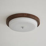 Orvella Walnut Wood Grain LED Flush Mount Ceiling Light
