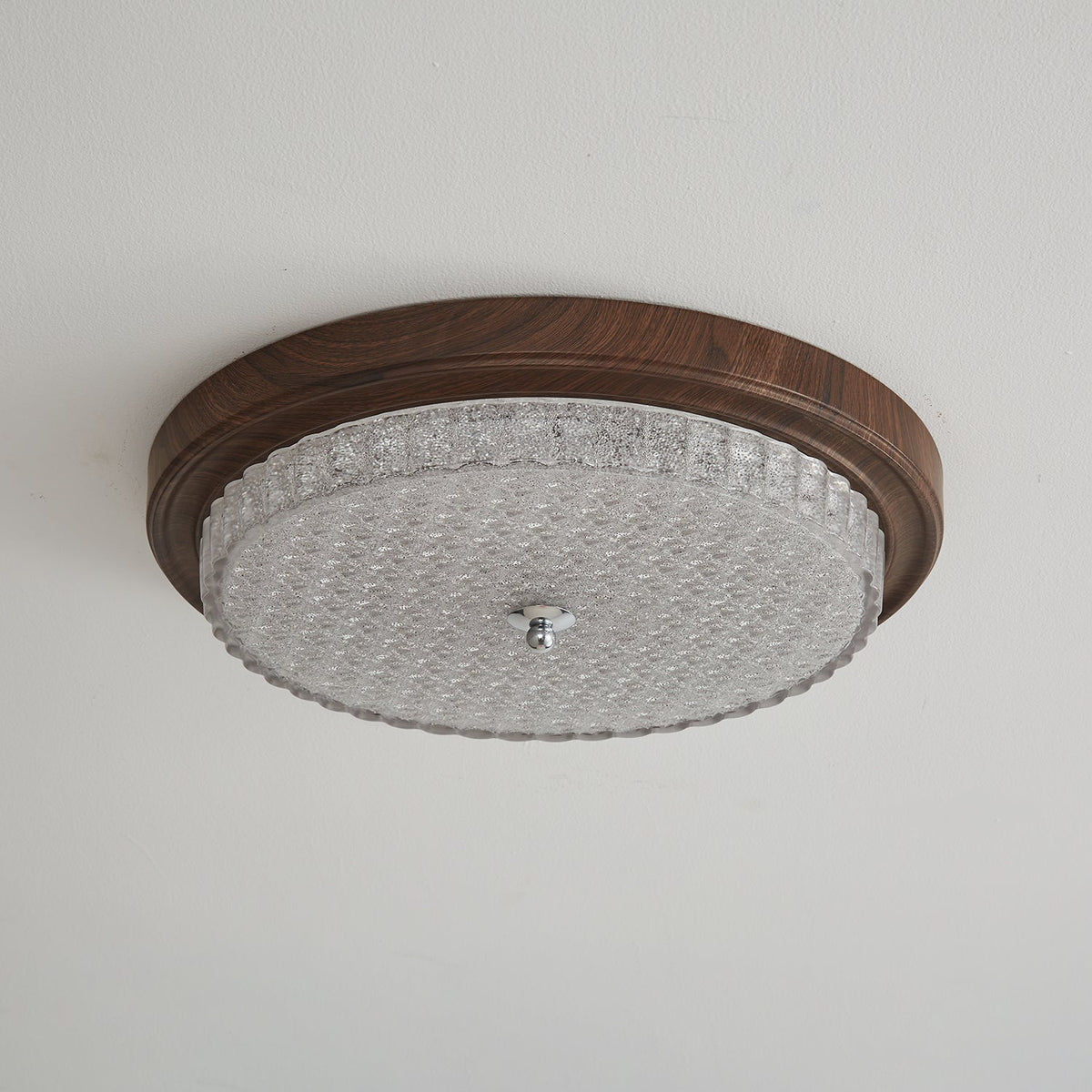 Orvella Walnut Wood Grain LED Flush Mount Ceiling Light