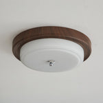 Orvella Walnut Wood Grain LED Flush Mount Ceiling Light