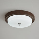 Orvella Walnut Wood Grain LED Flush Mount Ceiling Light