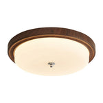 Orvella Walnut Wood Grain LED Flush Mount Ceiling Light