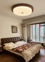 Orvella Walnut Wood Grain LED Flush Mount Ceiling Light