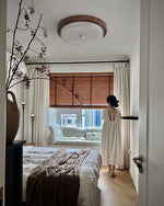 Orvella Walnut Wood Grain LED Flush Mount Ceiling Light