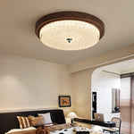 Orvella Walnut Wood Grain LED Flush Mount Ceiling Light