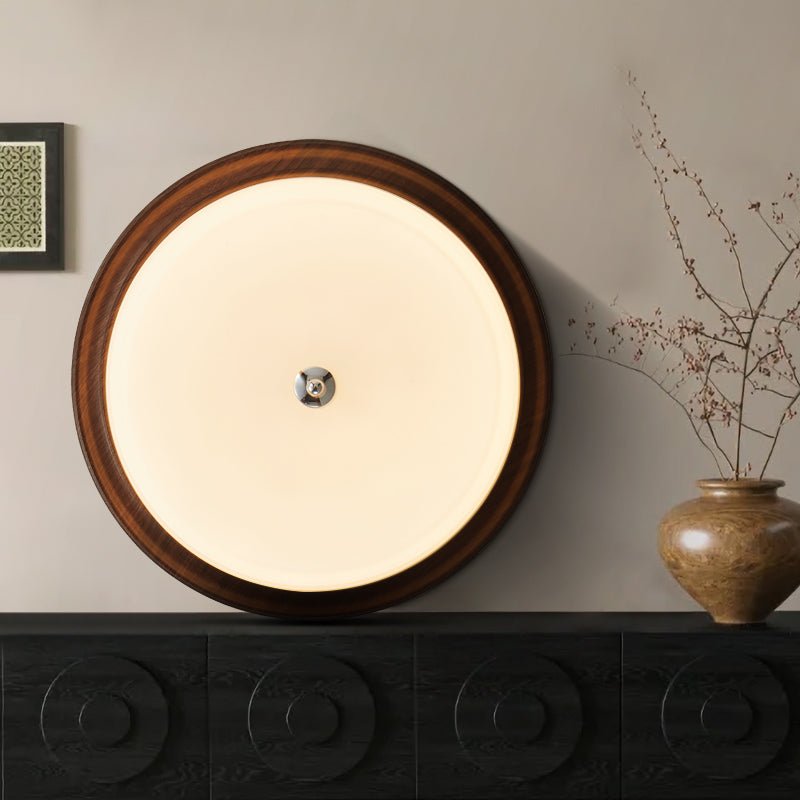 Orvella Walnut Wood Grain LED Flush Mount Ceiling Light