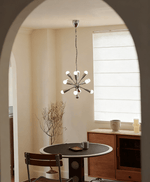 Orvian Chrome Starburst Chandelier, Mid-Century Modern Ceiling Light for Dining Room and Living Space