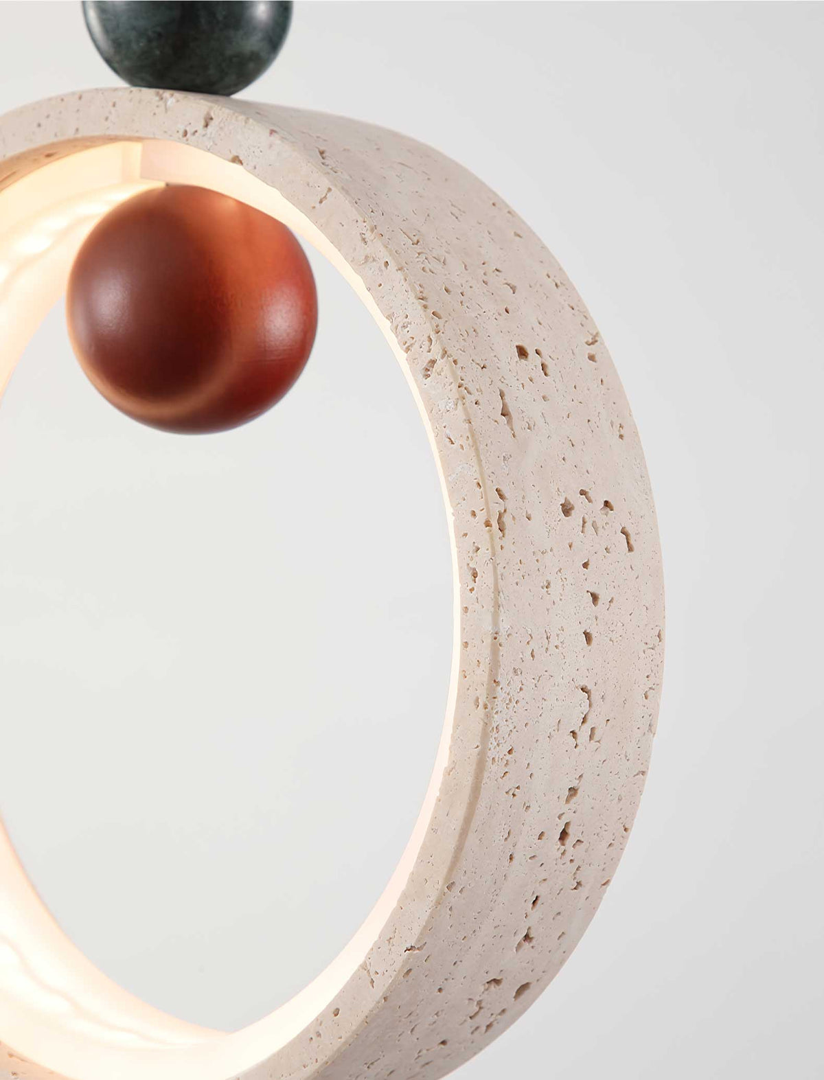 Orvion Sculptural Travertine Pendant Light with LED Illumination