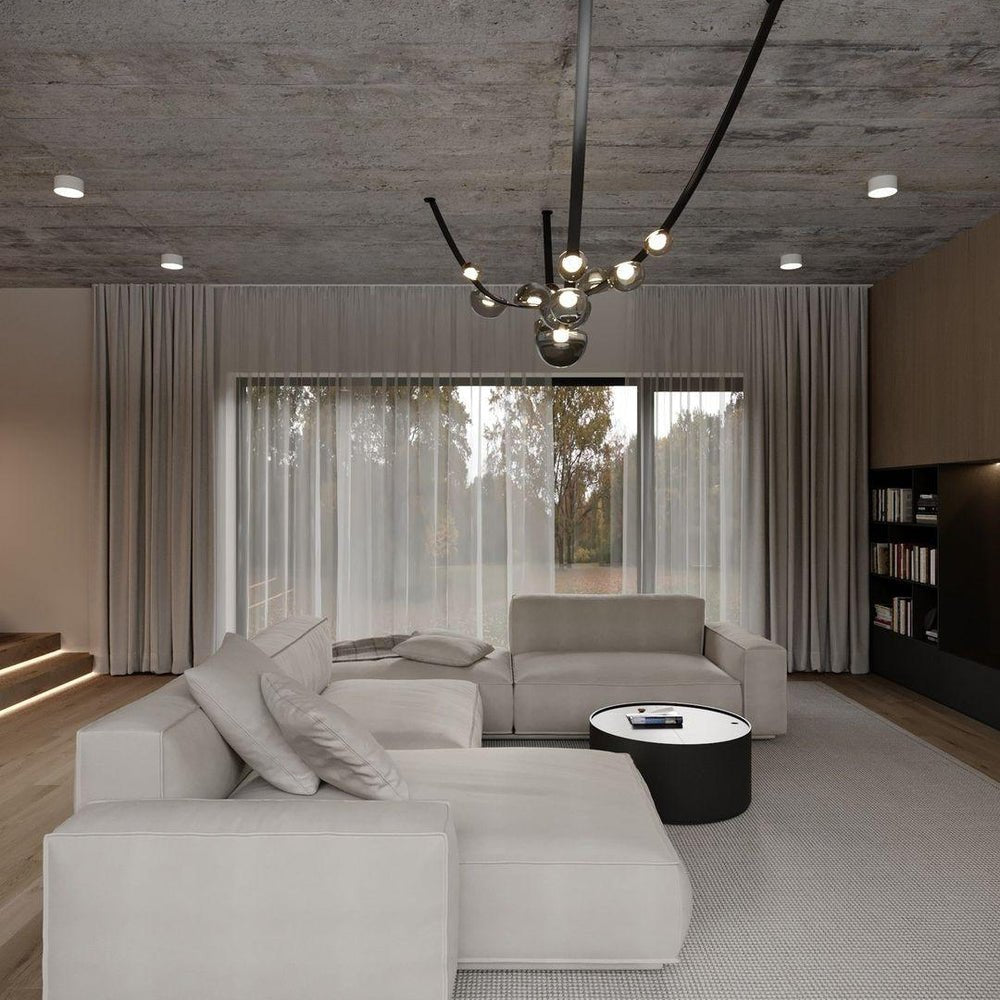 Orvyn Leather Arc Chandelier – Modern Linear LED Pendant Light
