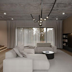 Orvyn Leather Arc Chandelier – Modern Linear LED Pendant Light