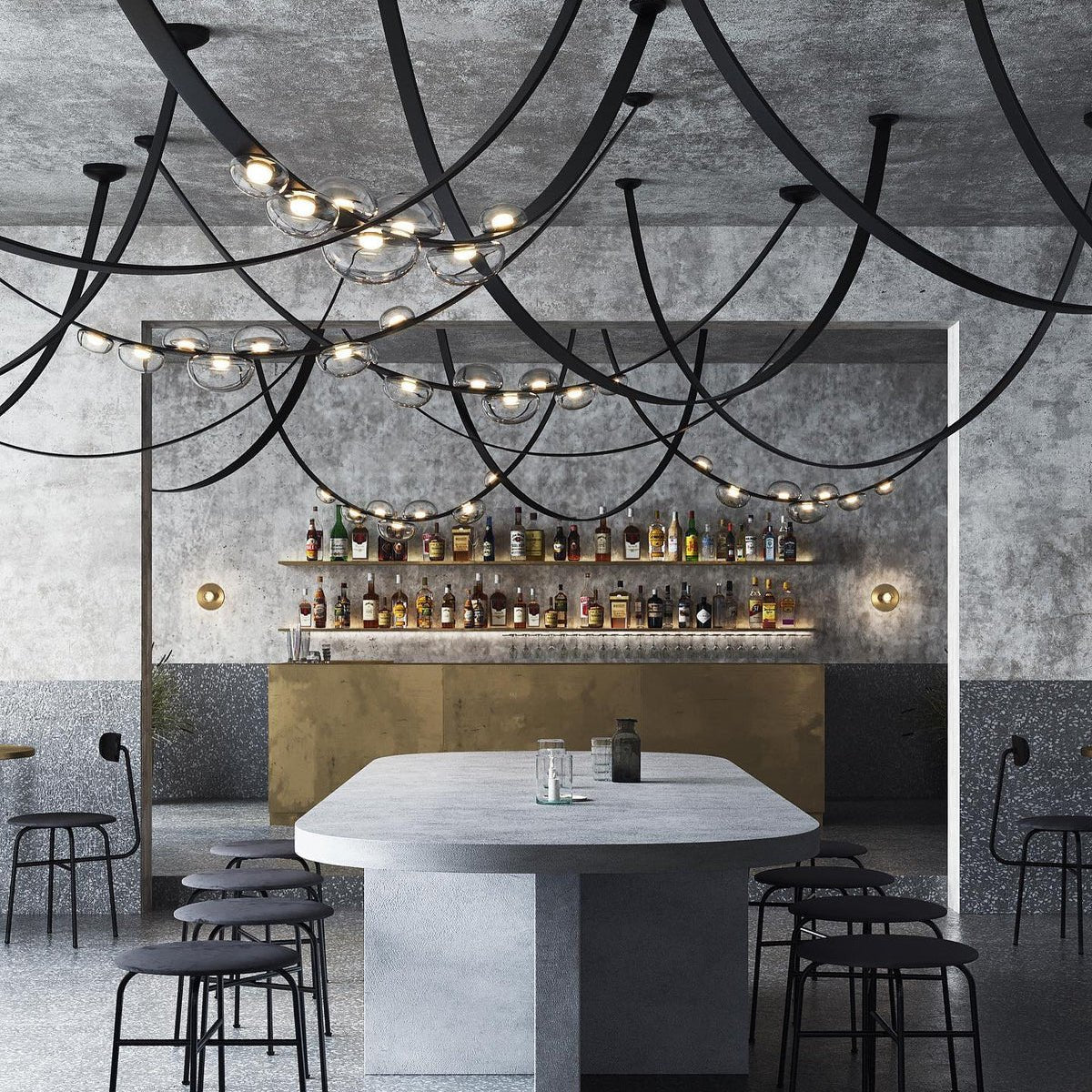 Orvyn Leather Arc Chandelier – Modern Linear LED Pendant Light