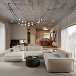 Orvyn Leather Arc Chandelier – Modern Linear LED Pendant Light