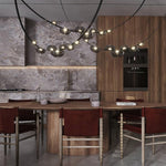 Orvyn Leather Arc Chandelier – Modern Linear LED Pendant Light