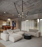Orvyn Leather Arc Chandelier – Modern Linear LED Pendant Light