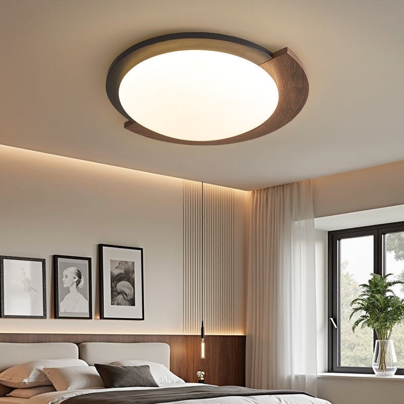 Orwyn Grain Halo LED Flush Mount Ceiling Light in Walnut Wood Grain
