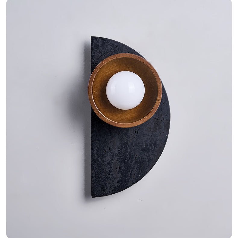 Orymir Wall Sconce with Black Travertine and Walnut