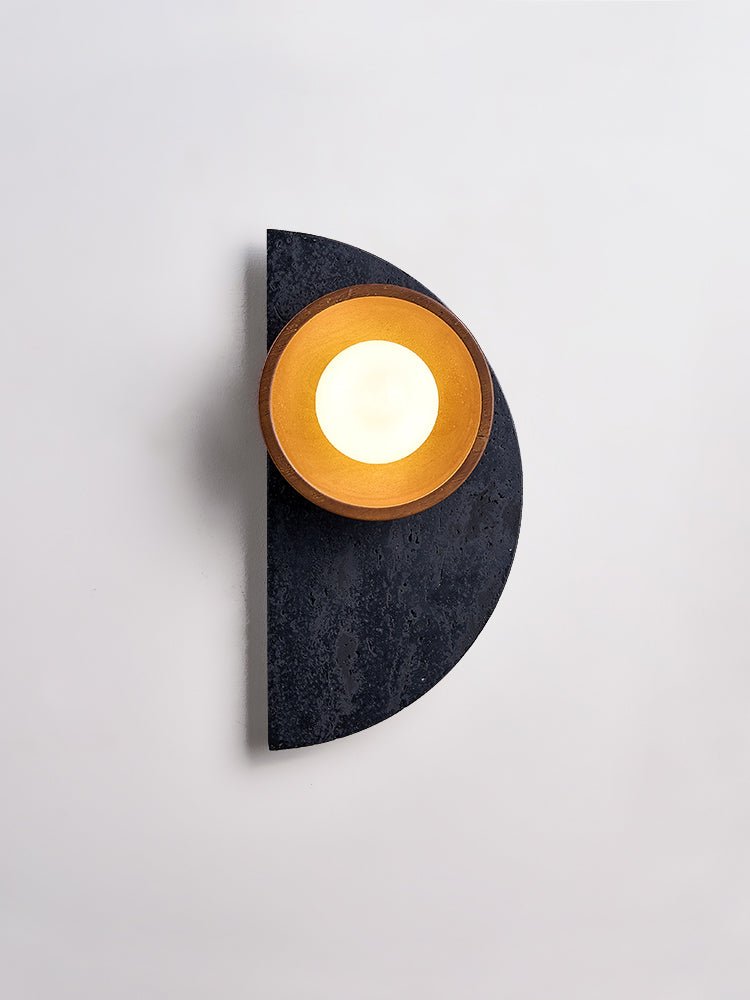 Orymir Wall Sconce with Black Travertine and Walnut