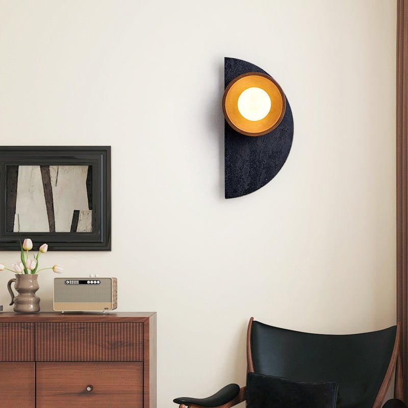 Orymir Wall Sconce with Black Travertine and Walnut