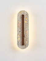 Oryn Travertine Wall Sconce with Walnut Accent – Modern Organic LED Wall Light