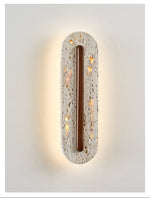 Oryn Travertine Wall Sconce with Walnut Accent – Modern Organic LED Wall Light