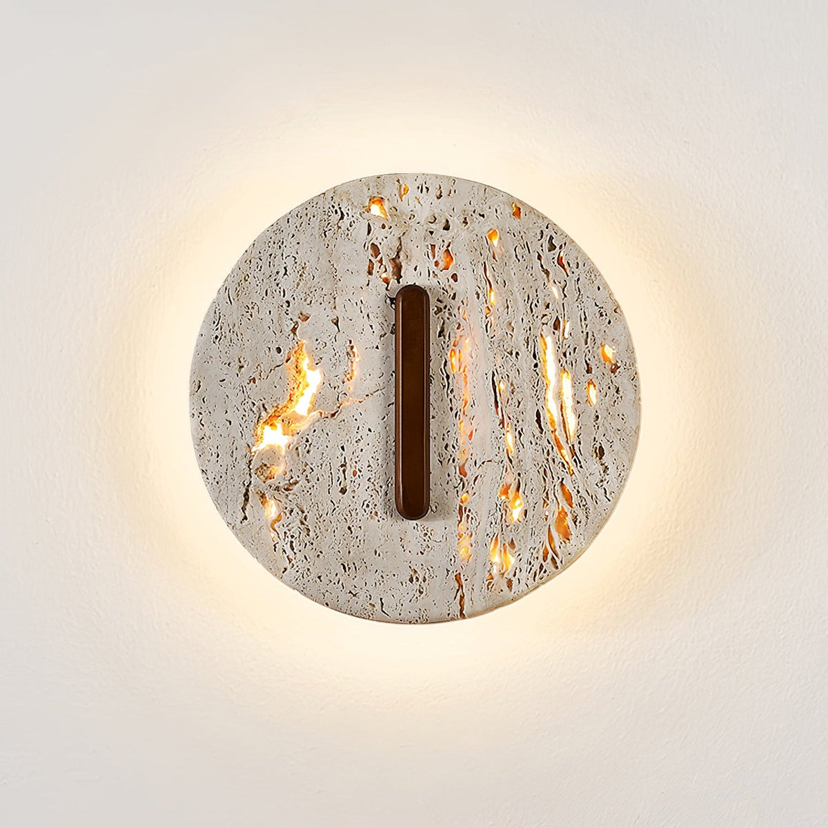 Orynn Wall Lamp in Yellow Travertine with Walnut Accent | Modern LED Wall Sconce