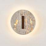 Orynn Wall Lamp in Yellow Travertine with Walnut Accent | Modern LED Wall Sconce