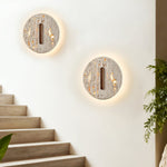 Orynn Wall Lamp in Yellow Travertine with Walnut Accent | Modern LED Wall Sconce