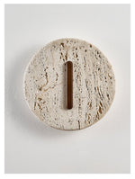 Orynn Wall Lamp in Yellow Travertine with Walnut Accent | Modern LED Wall Sconce