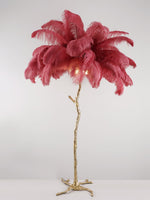 Ostrich Feather Brass Floor Lamp